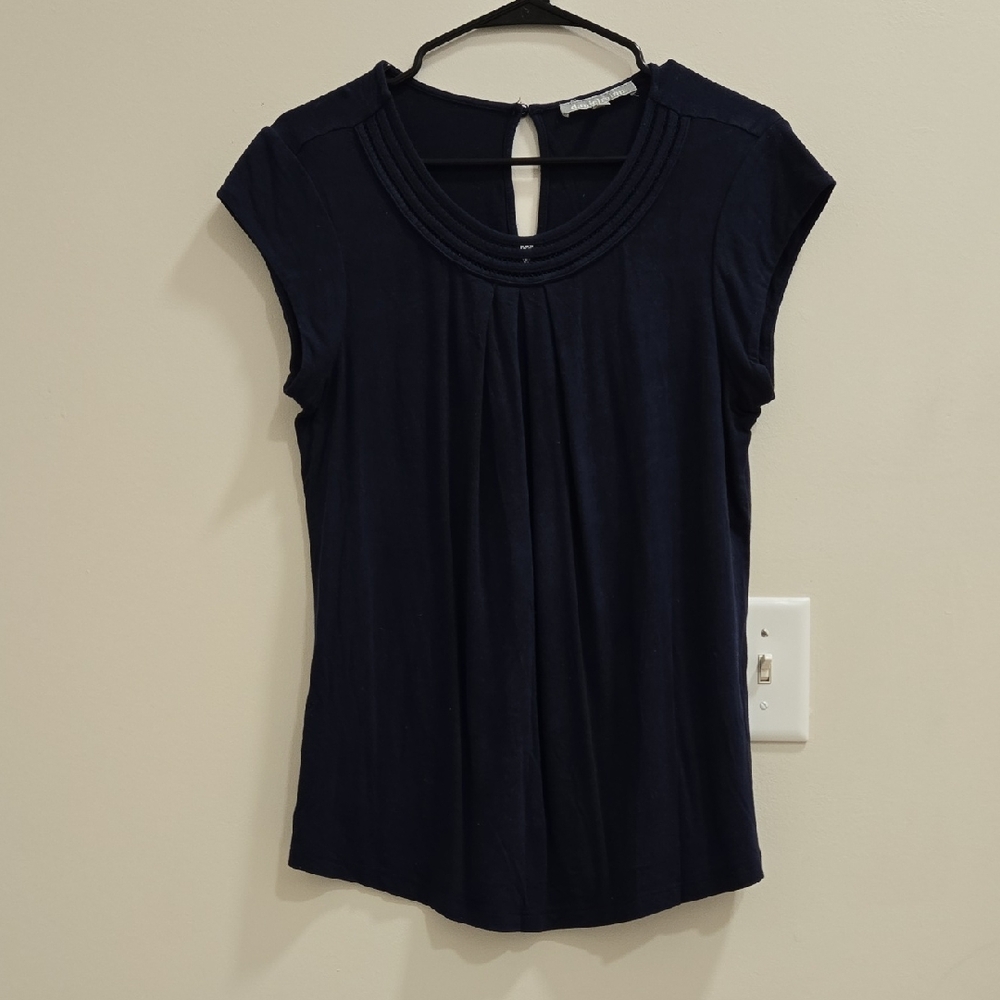 Daniel Rainn Dark Blue Short Sleeve Top - Picture 6 of 14